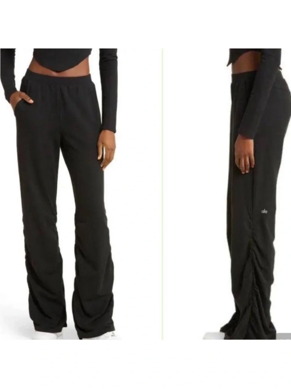 Alo Yoga Black Ruched Soft Sculpt French Terry Pants Small